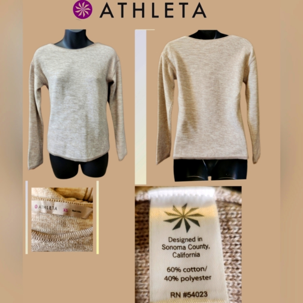 ATHLETA RETREAT HEATHER CREWNECK SWEATER SIZE XS